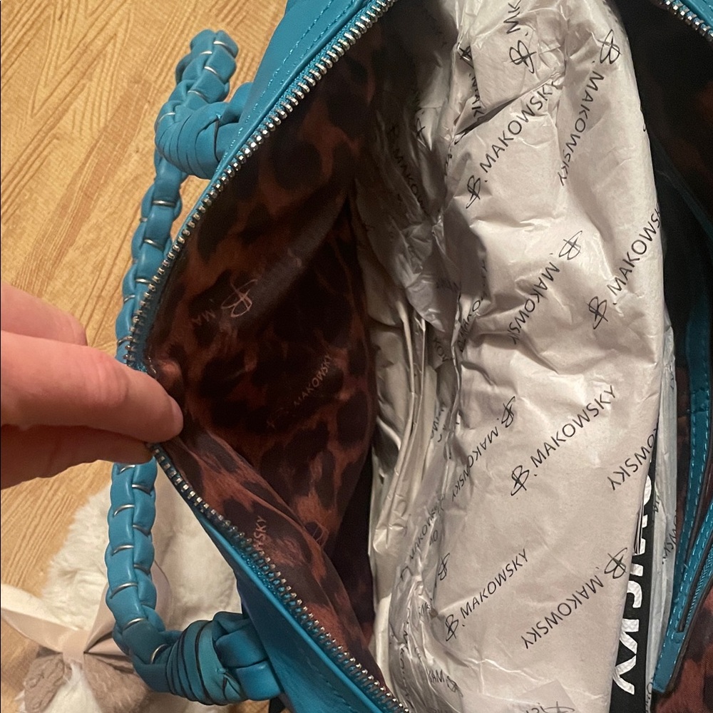 B. Makowsky Teal (“Aruba”) Leather Handbag - Picture 6 of 6